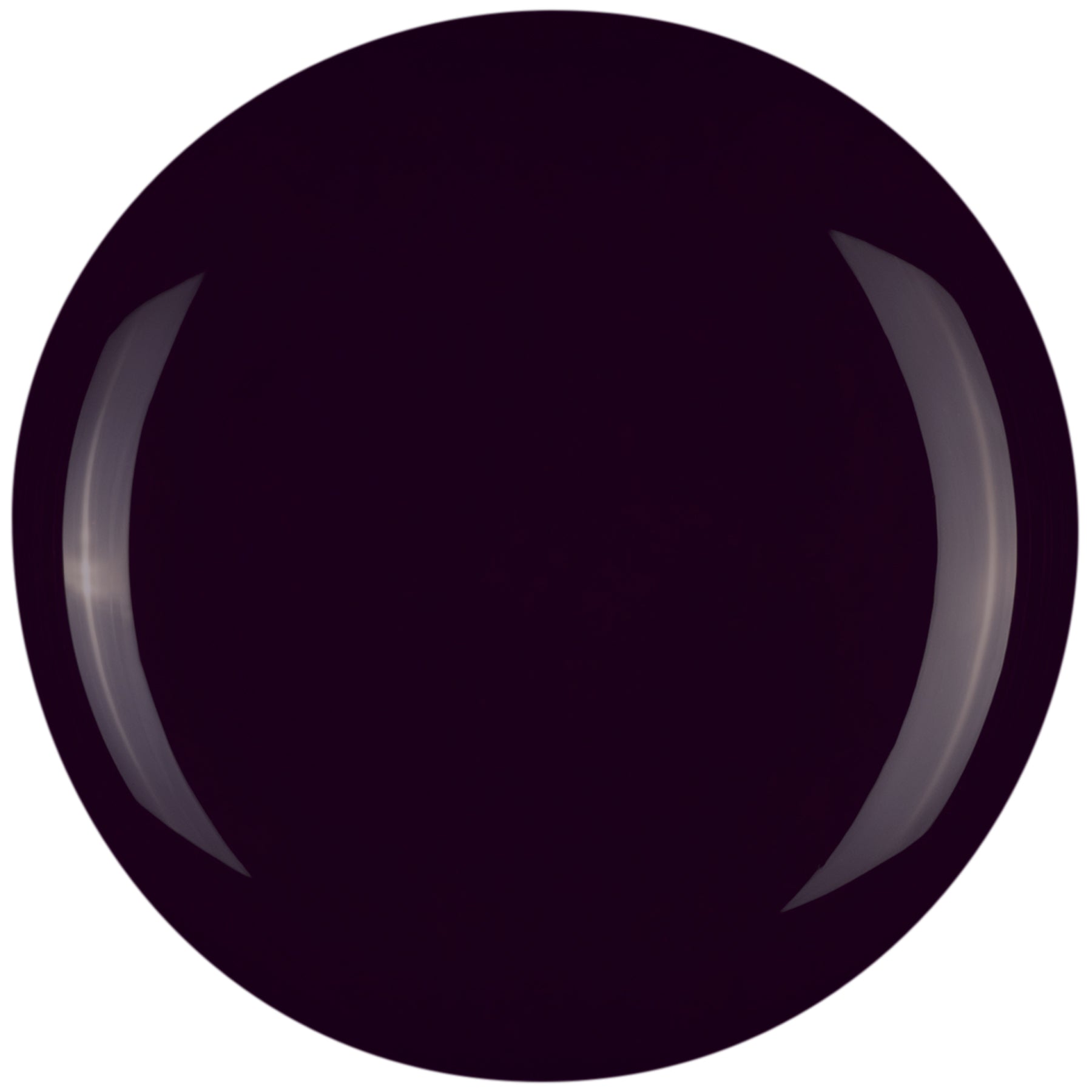 A dark damson purple nail gel swatch on white background.