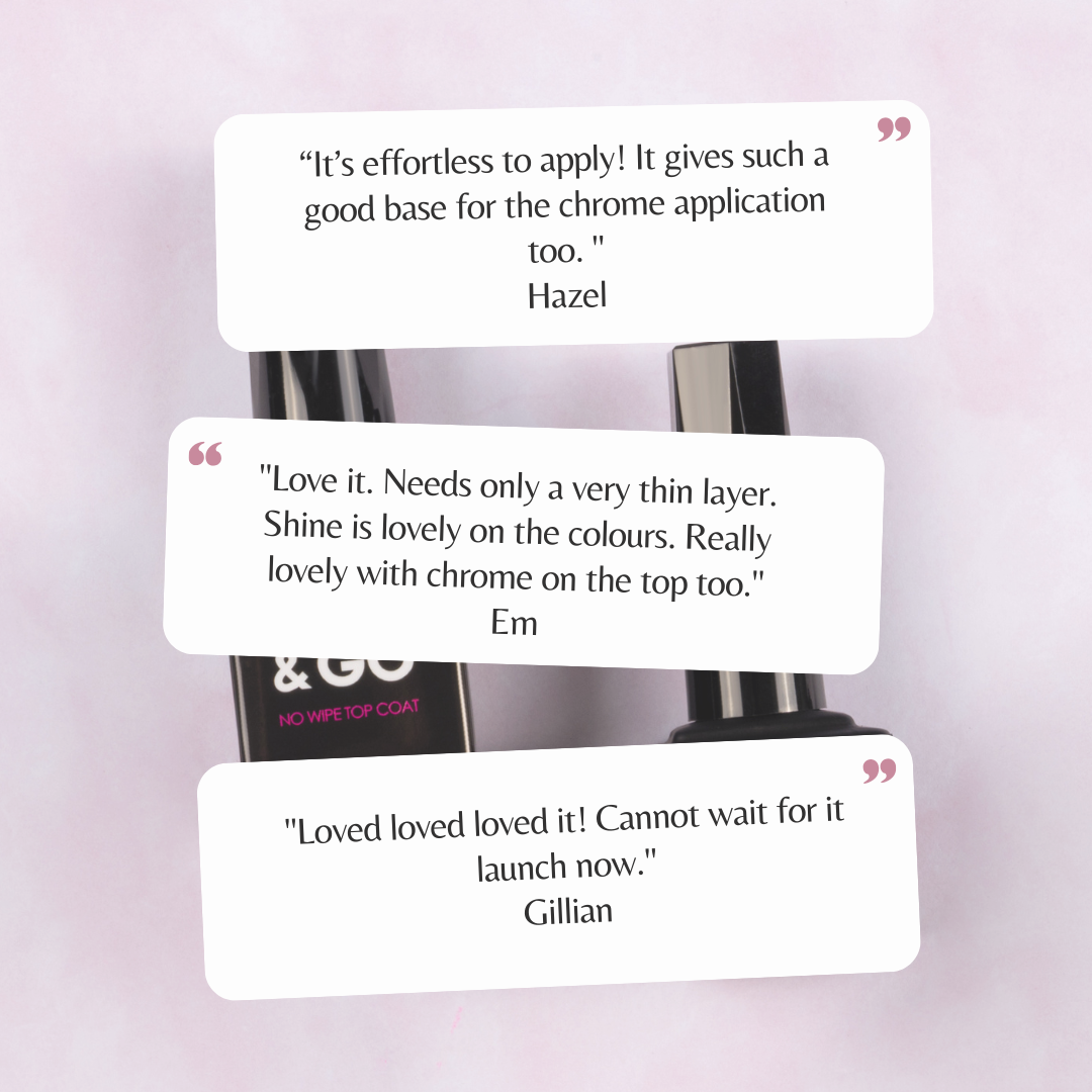 TPO Free No Wipe Gel Top Coat Reviews on pink background