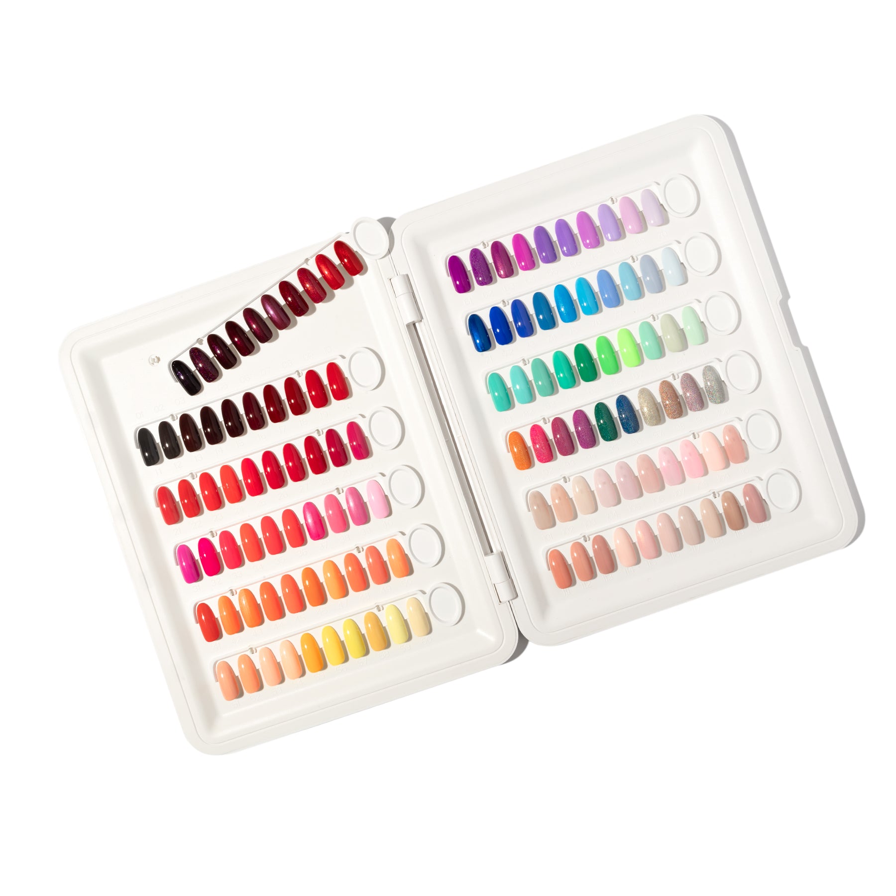 Calgel Gel Nail Swatch Book Open with Painted Tips