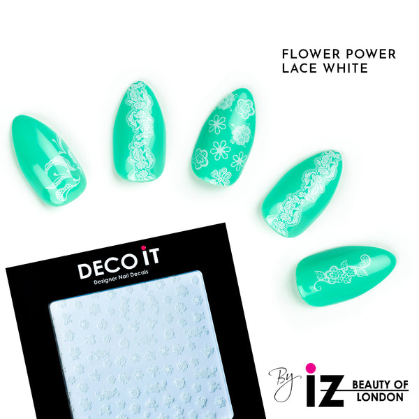 Flower Power Lace White Nail Decals