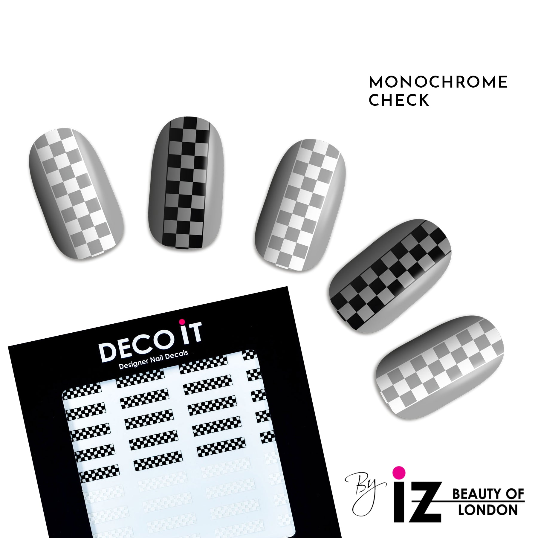 Monochrome Checker Board Nail Decals