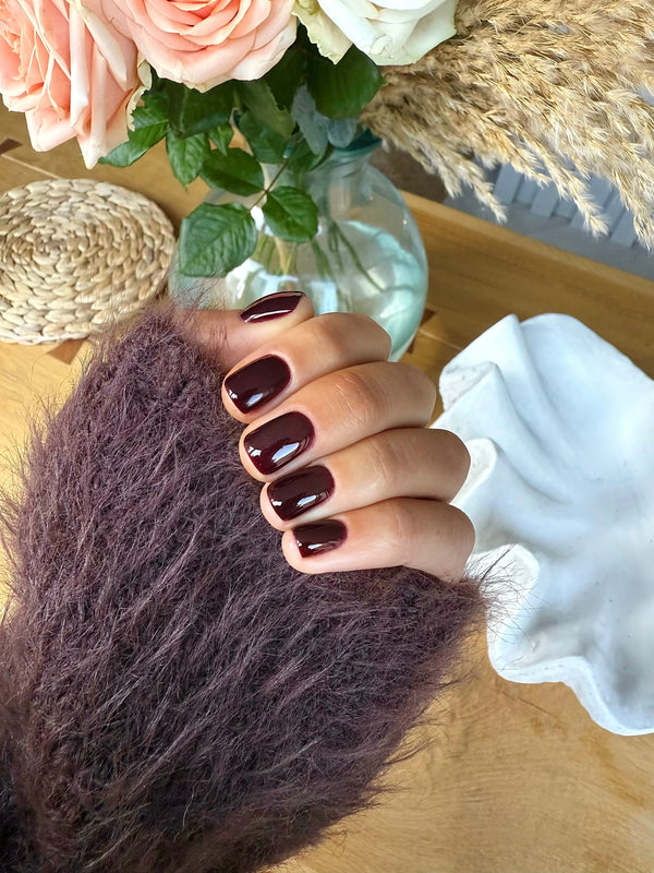 Hand with Sparkle Black Cherry Nail Gel in Endless Devotion available in Calgel and Pro Colour 