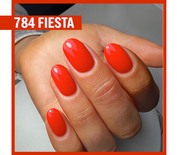 Pro Colour Fiesta Neon Red Nail Gel on Nails