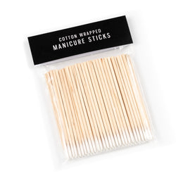 Pack of cotton wrapped manicure sticks with a clear plastic cover on a white background.