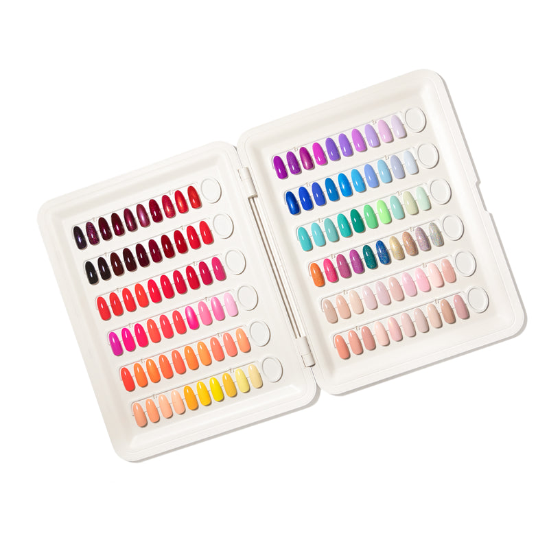 Pro Colour Gel Nail Swatch Book Open with Painted Tips