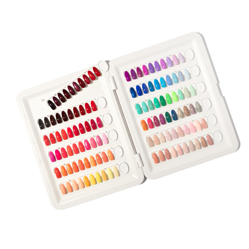 Calgel Gel Nail Swatch Book Open with Painted Tips