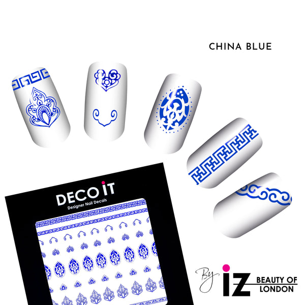 China Blue Pattern Nail Decals