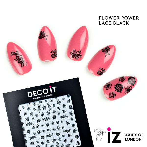 Flower Power Lace Black Nail Decals