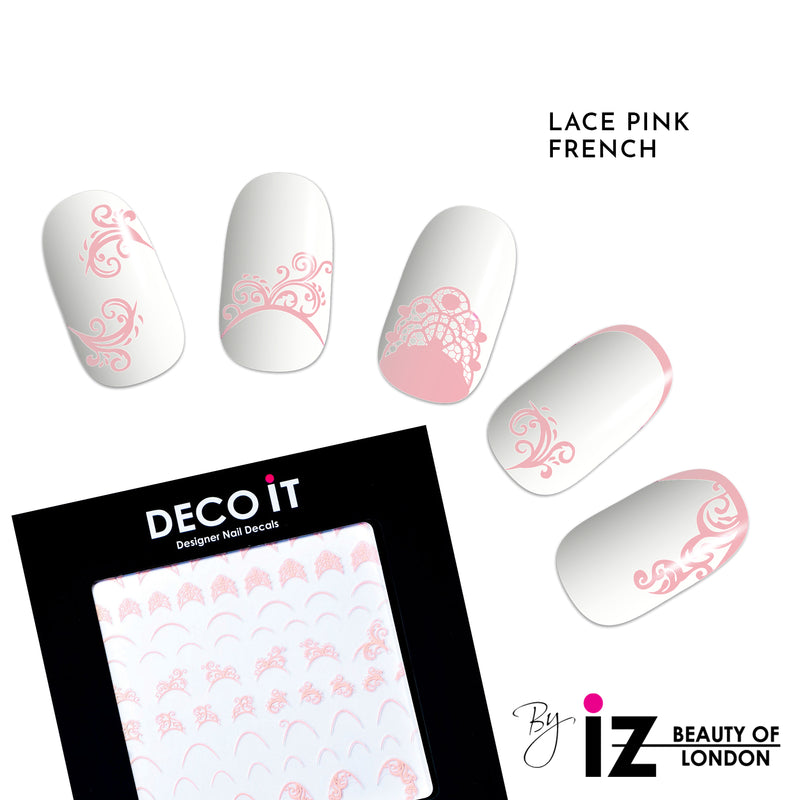 Lace Pink French Manicure Nail Decals