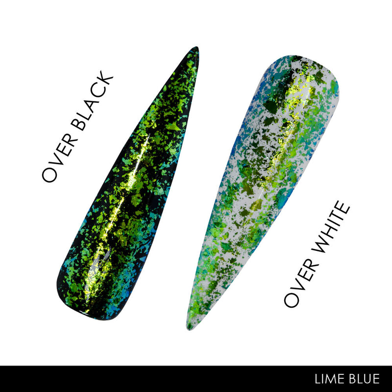 Lime Blue Chameleon Chrome Flakes