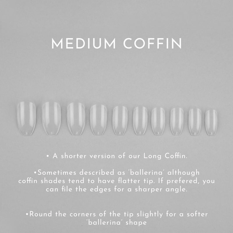 Clear Whole Nail Tips | Medium Coffin