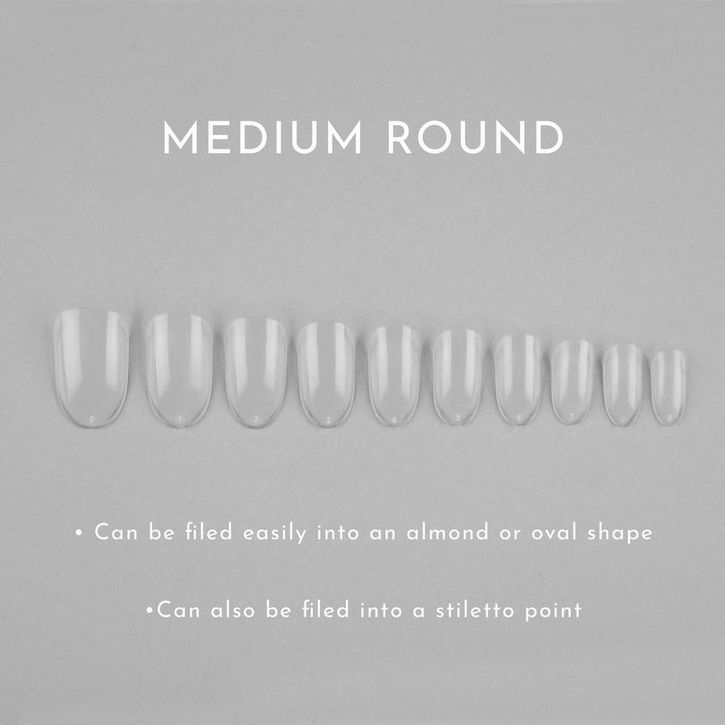 Clear Whole Nail Tips | Medium Round