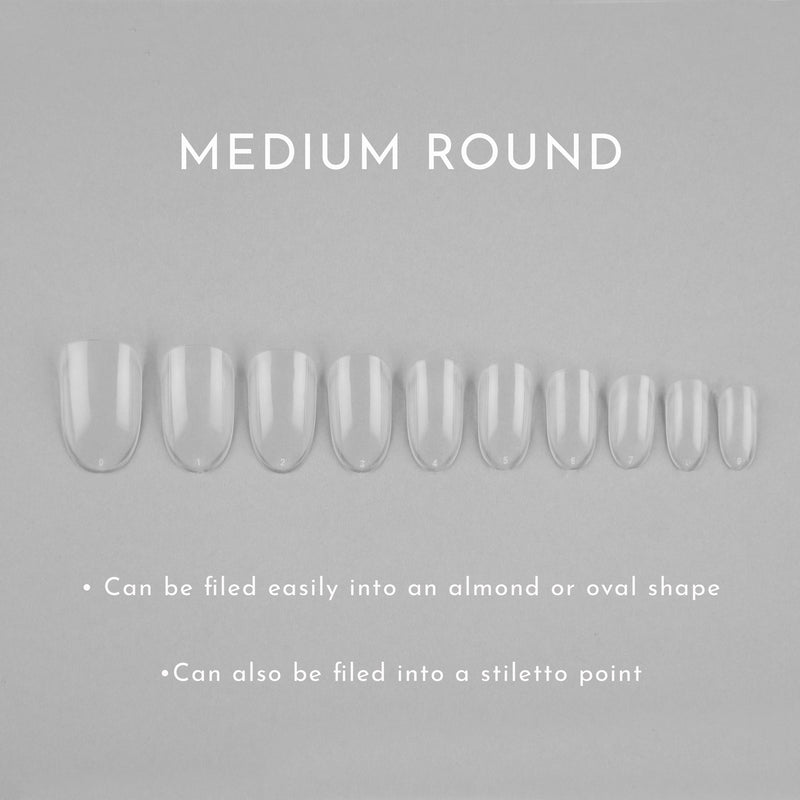 Clear Whole Nail Tips | Medium Round