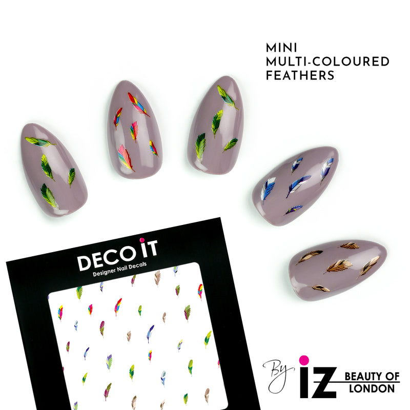 MINI Coloured Feathers Nail Decals