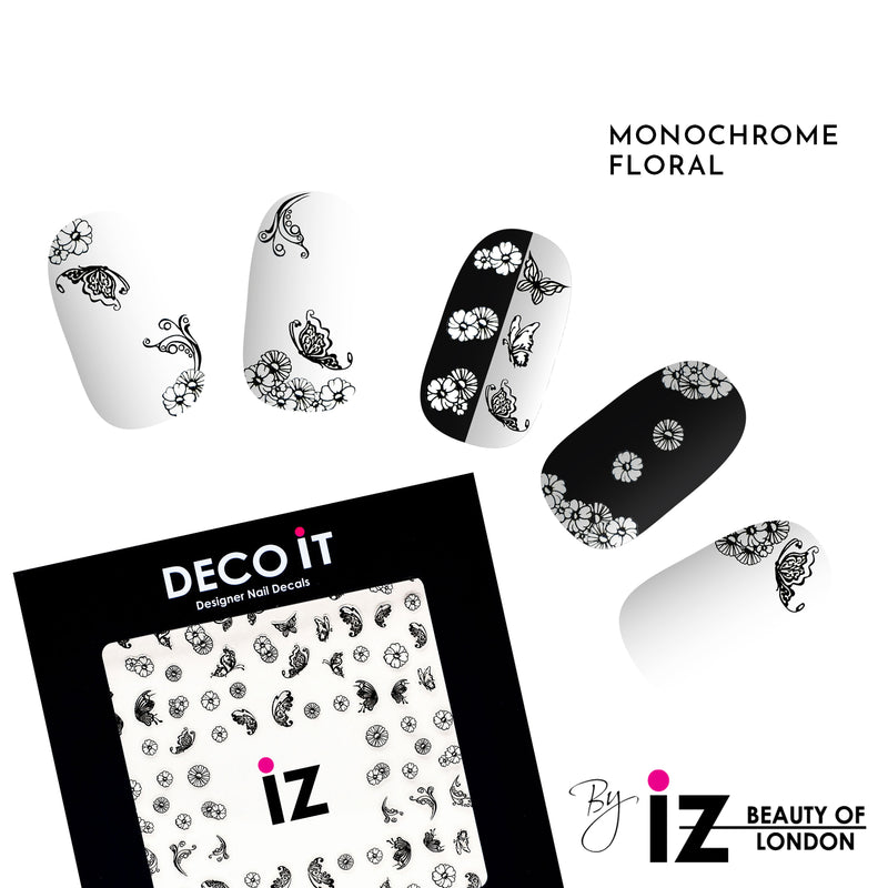 Monochrome Floral Nail Decals