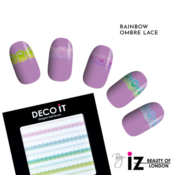 Rainbow Ombre Lace Nail Decals