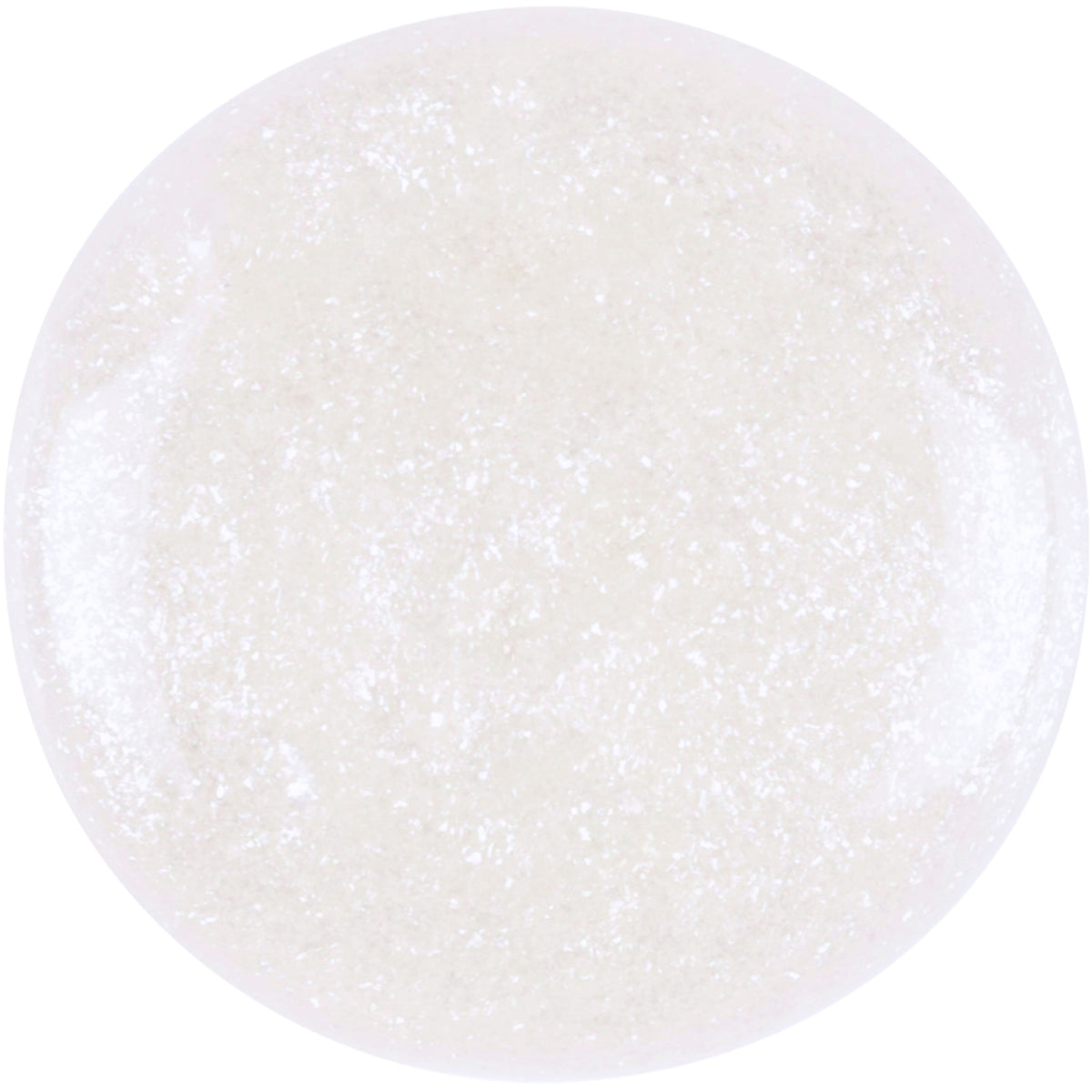 A milky white builder gel with fine frosty sparkle.