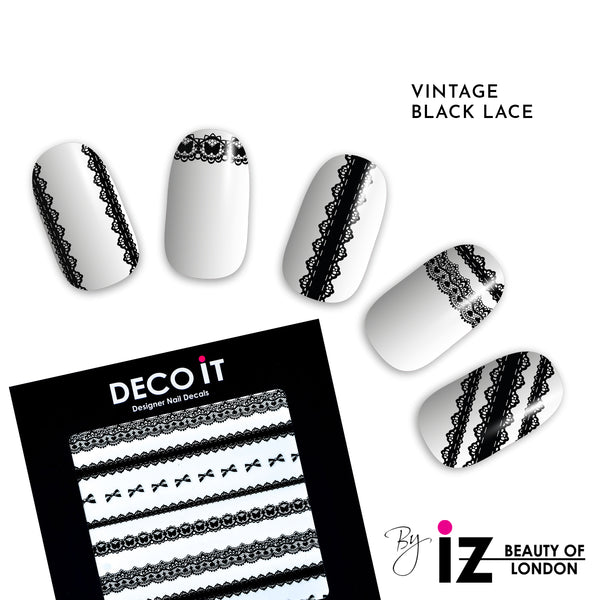 MINI Vintage Black Lace Nail Decals