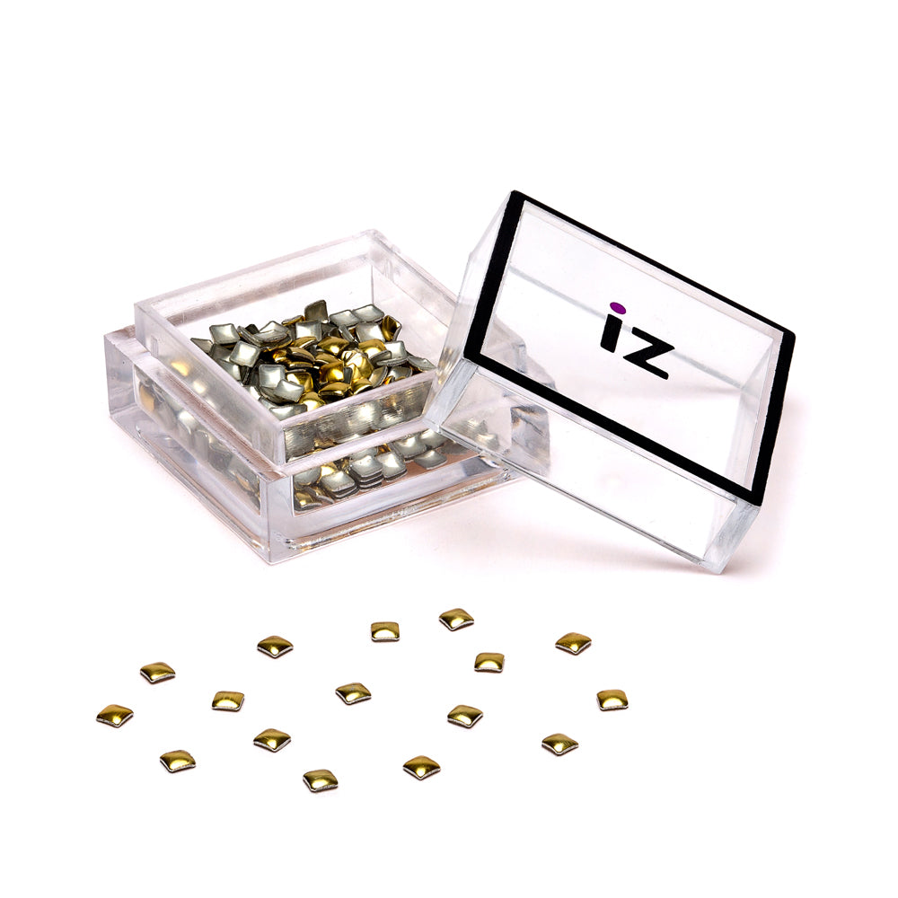  Small Gold Square Nail Studs 40pcs