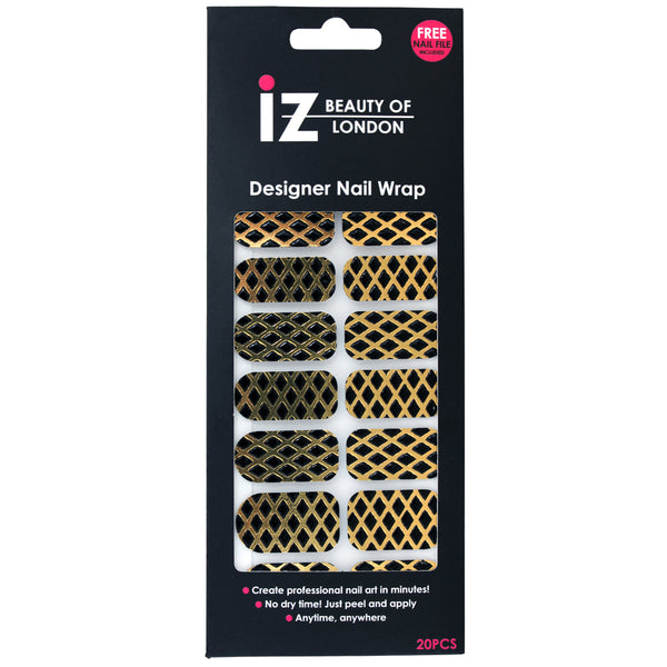 3D Black Diamond Honeycomb Nail Wraps